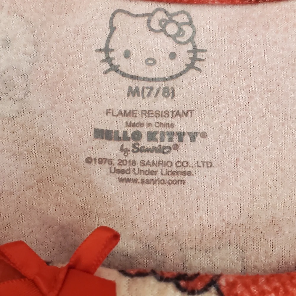 Sanrio Hello Kitty fleece‎ Christmas nightgown, Girls, 7/8 Red and White